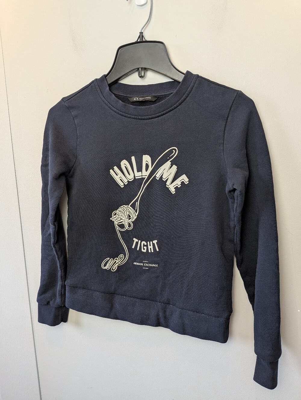 ARMANI EXCHANGE Women Crewneck Navy Blue Size XS Long Sleeve Luxury Brand